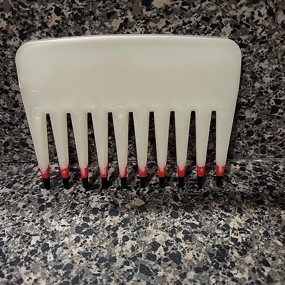 VINTAGE 80's/90's Mebco Pearl Purse Comb Double Dip‎ Pink & Black